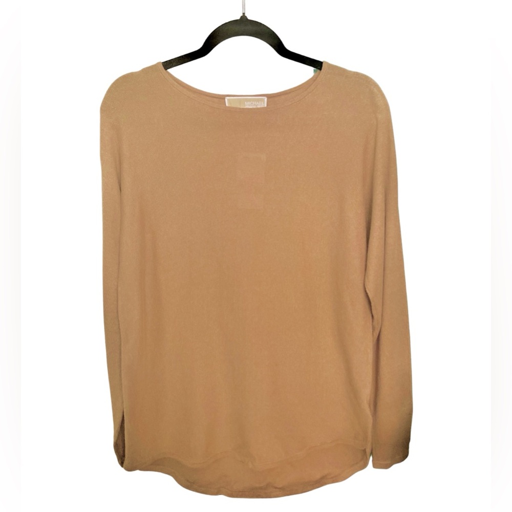 NWT Michael Kors Camel Crew Neck Tunic Knit Sweater Size S